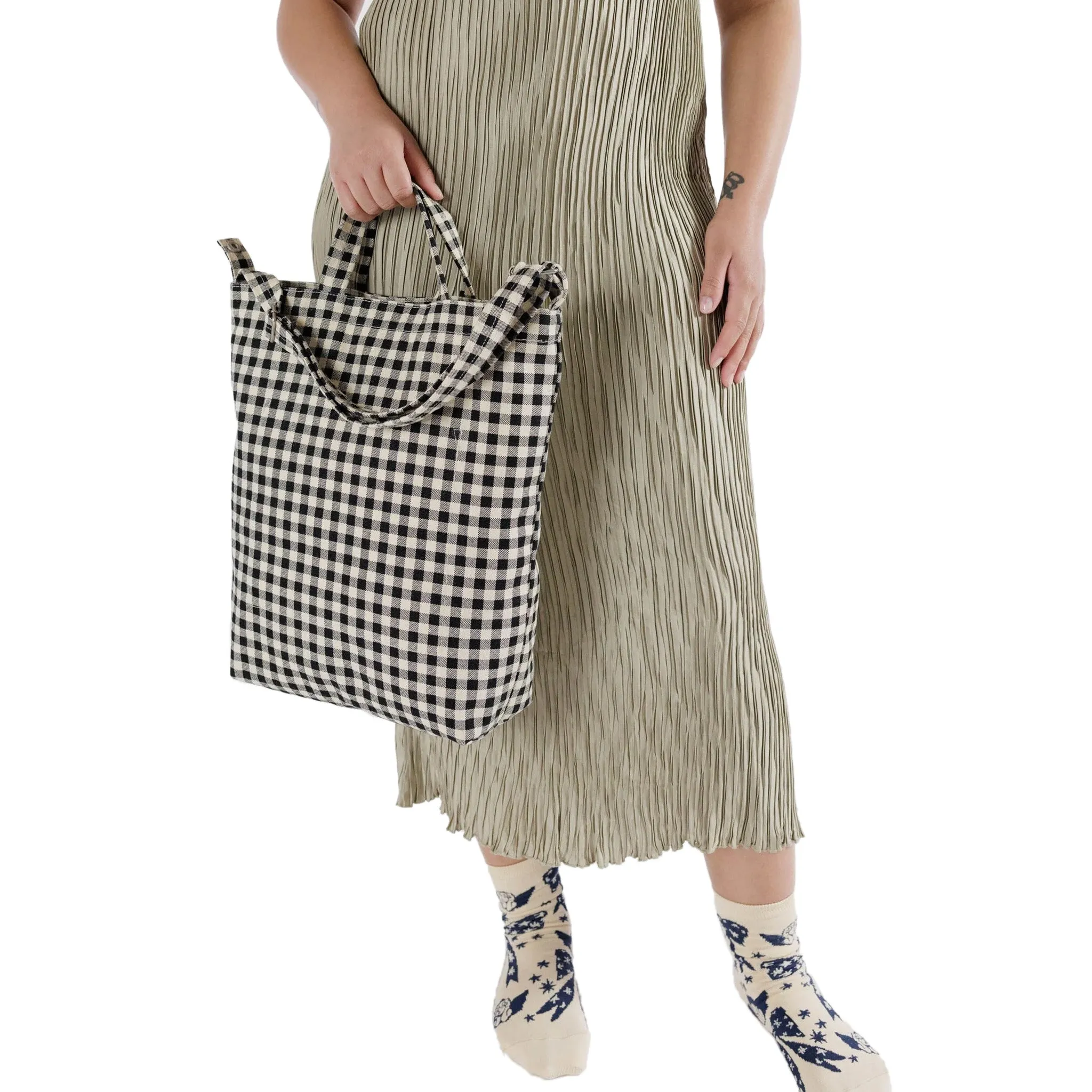 Baggu Zip Duck Bag, Black & White Gingham