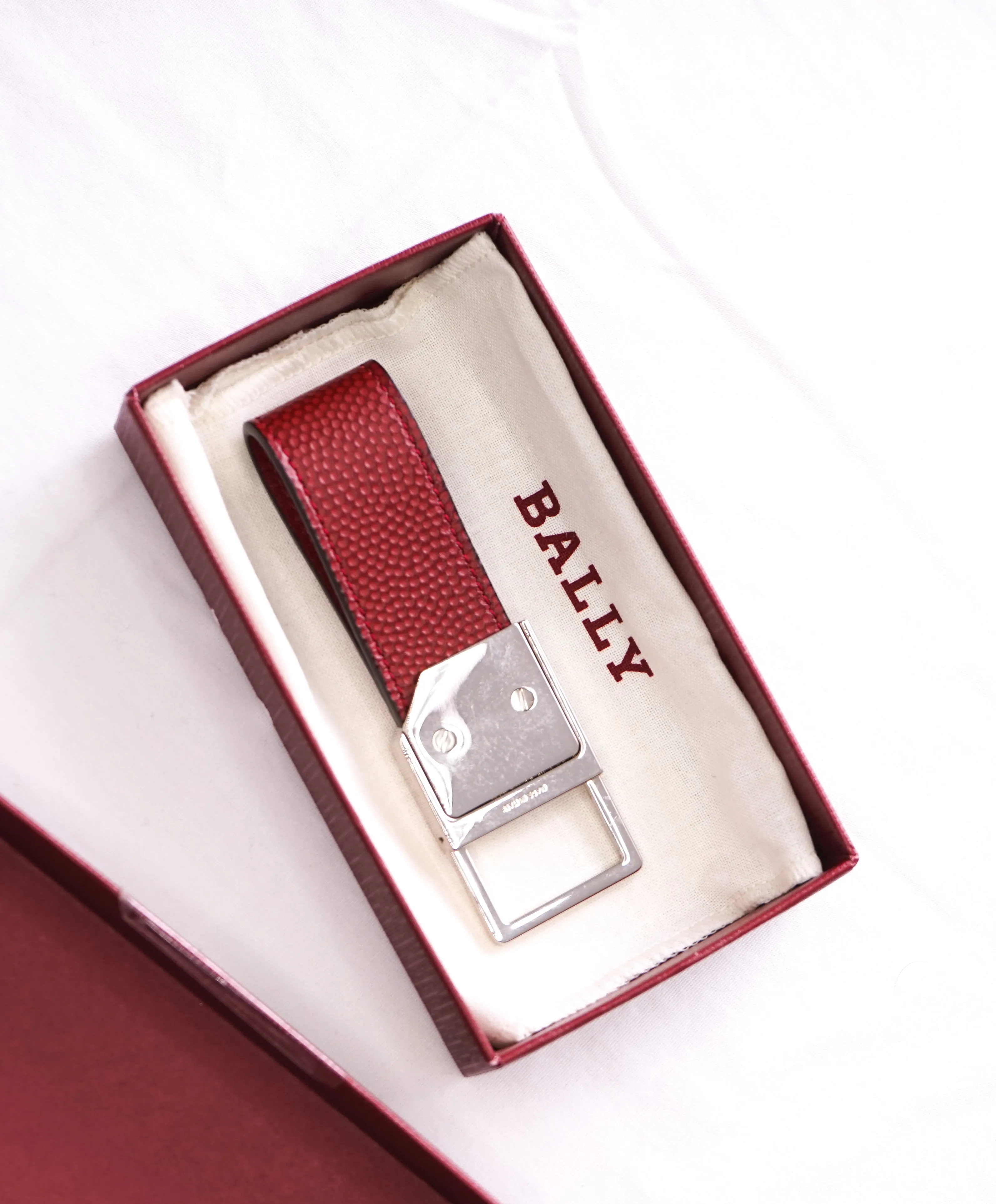 BALLY - "TANCY" Unisex Red Pebbled Leather Key Holder - N/A