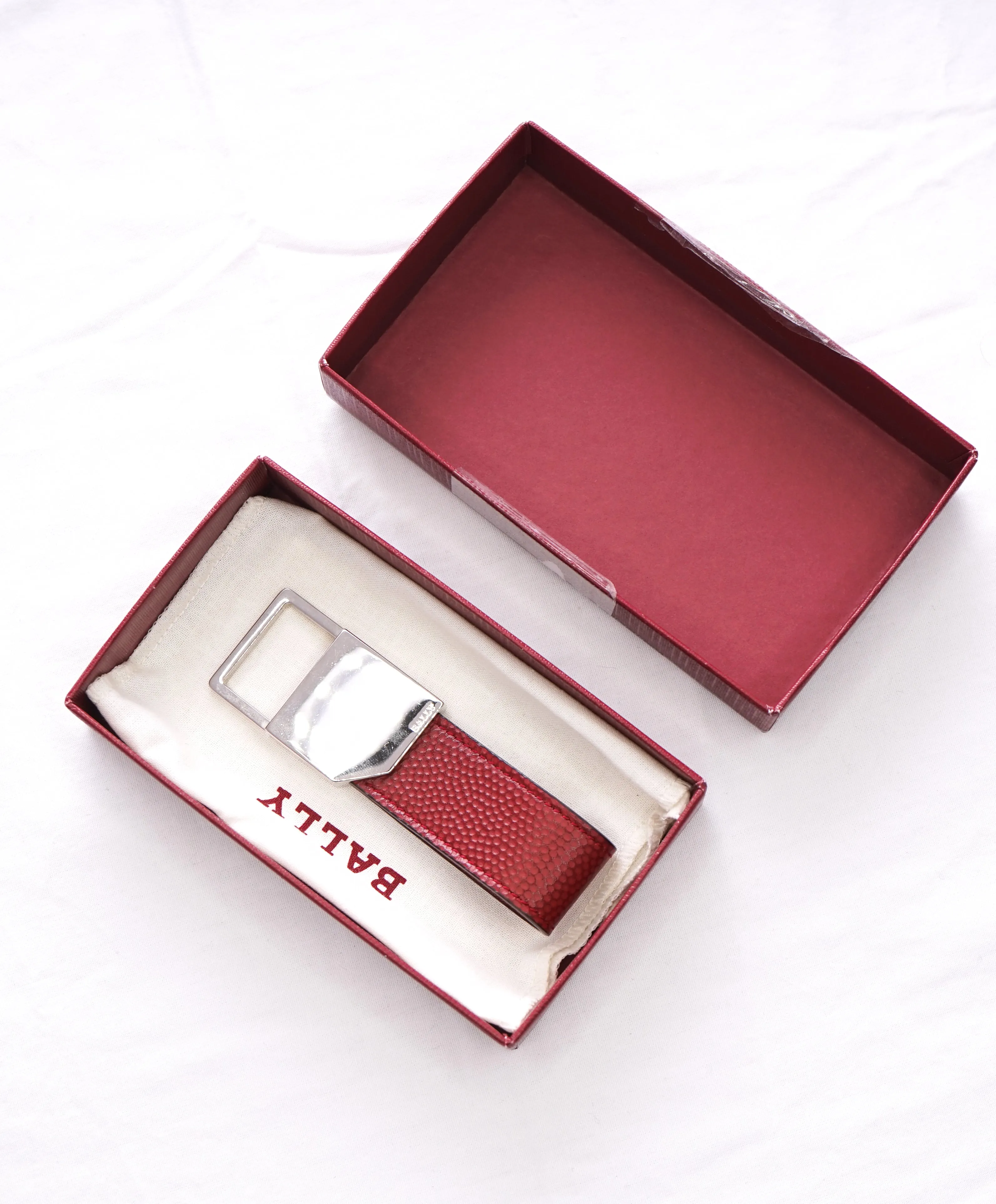 BALLY - "TANCY" Unisex Red Pebbled Leather Key Holder - N/A