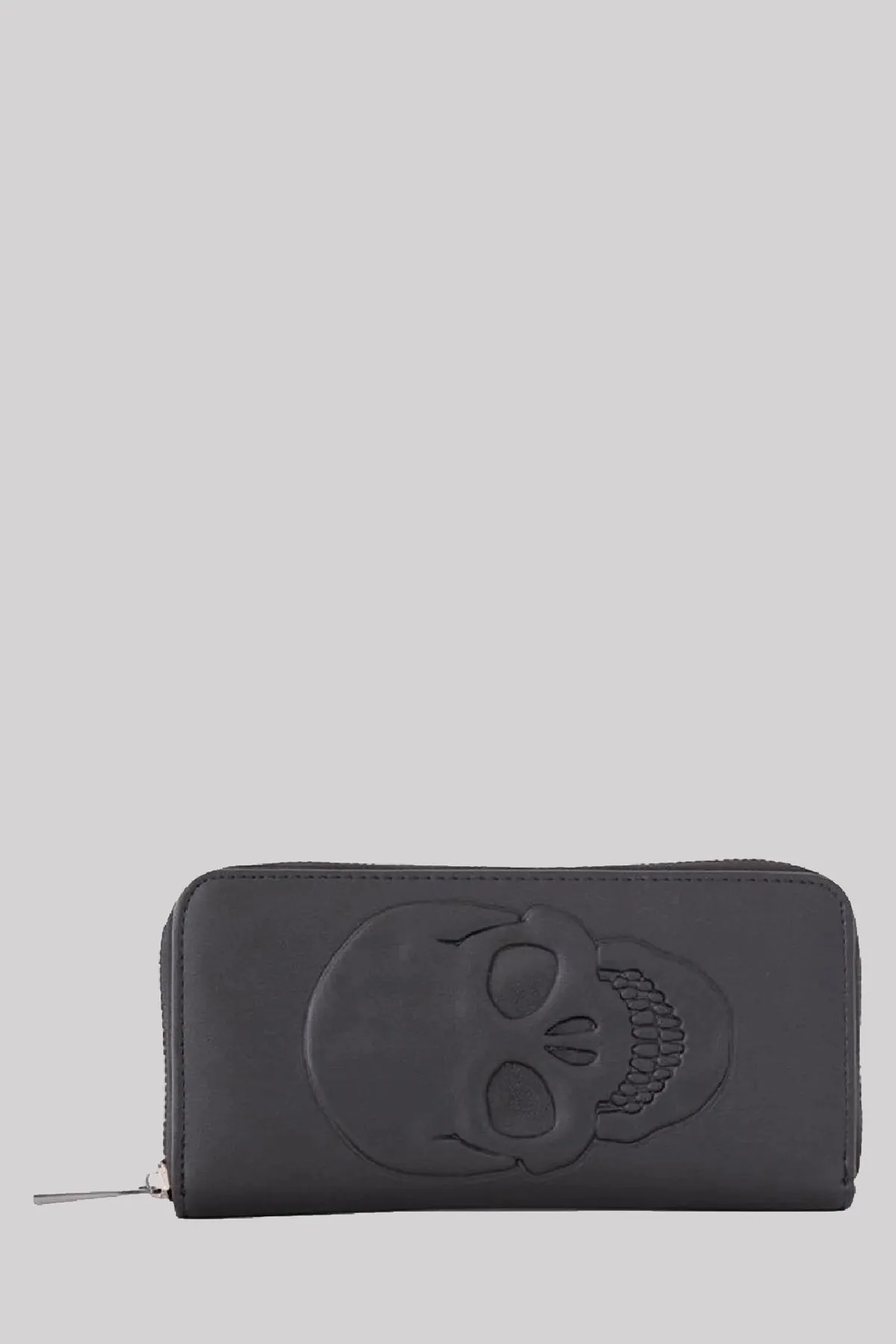 Banned Alternative Tenebris Skull Embossed Black Wallet