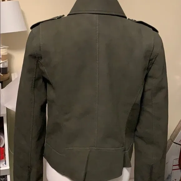 BB Dakota faux leather army green jacket, medium