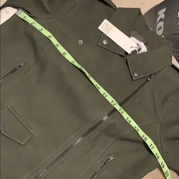 BB Dakota faux leather army green jacket, medium