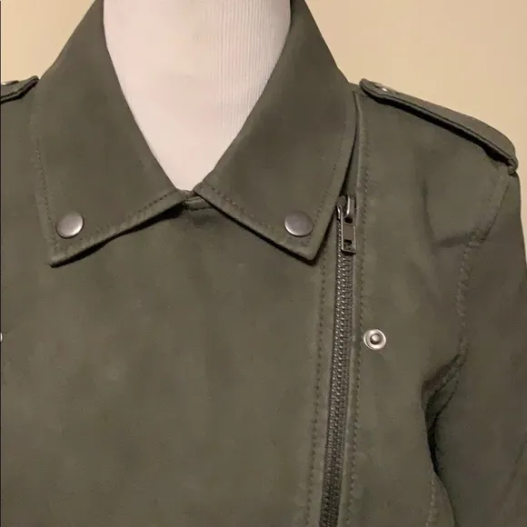 BB Dakota faux leather army green jacket, medium
