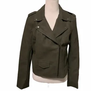 BB Dakota faux leather army green jacket, medium