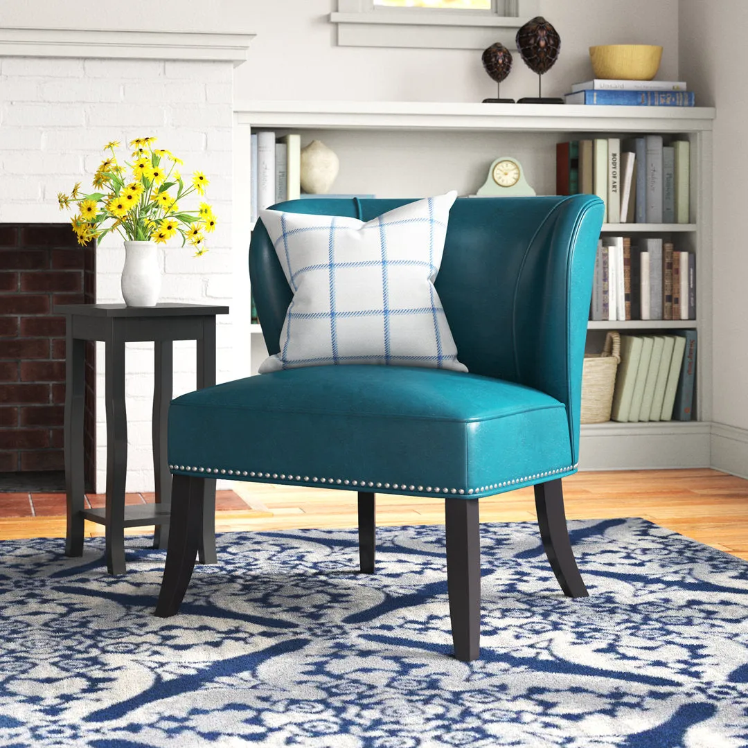 Beesley Faux Leather Armless Accent Chair Andover Mills™ Leather Type: Teal Faux Leather