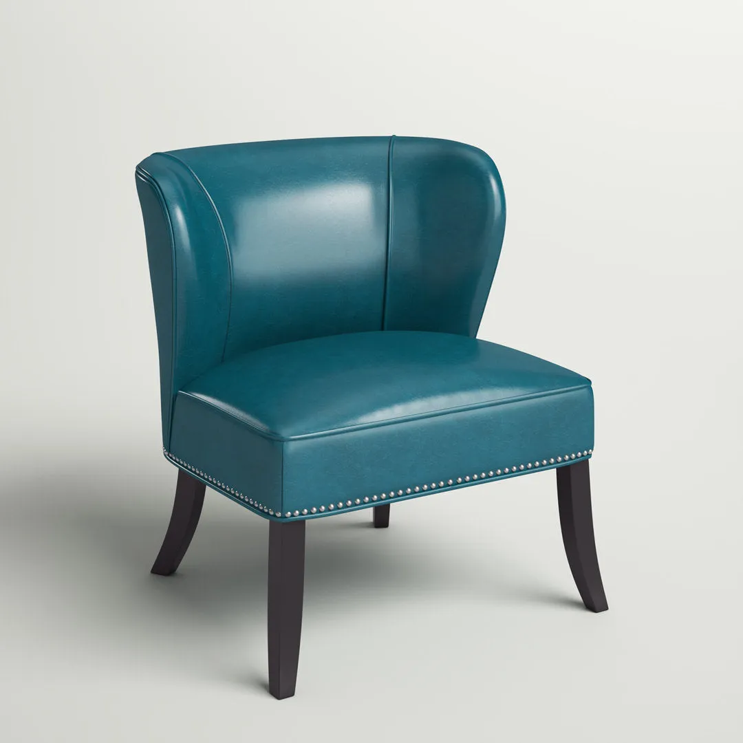 Beesley Faux Leather Armless Accent Chair Andover Mills™ Leather Type: Teal Faux Leather