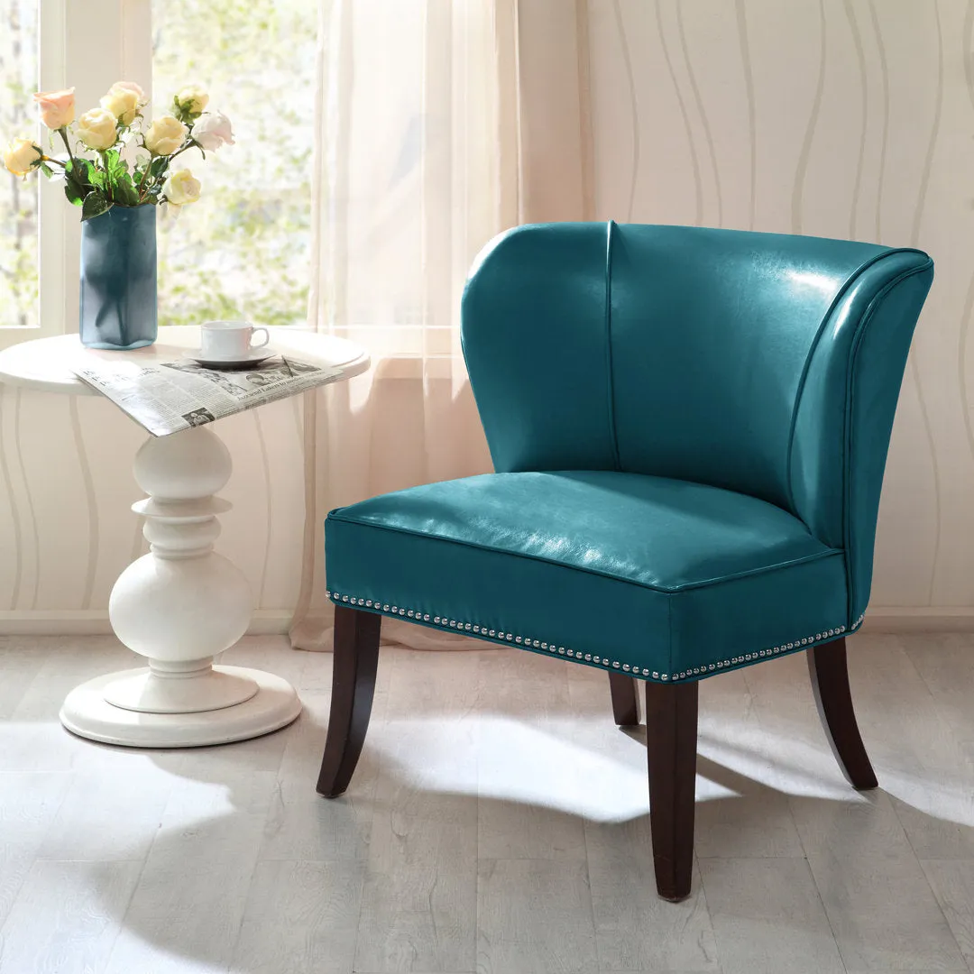 Beesley Faux Leather Armless Accent Chair Andover Mills™ Leather Type: Teal Faux Leather