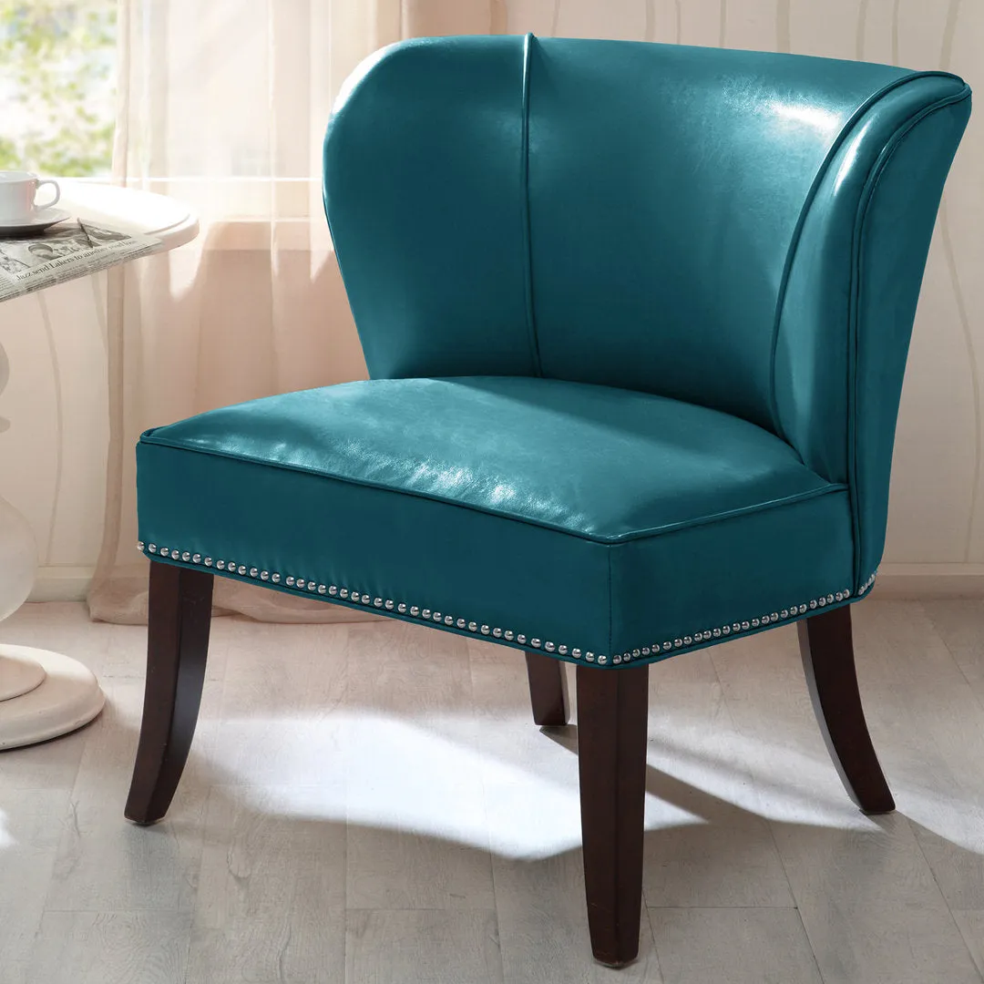 Beesley Faux Leather Armless Accent Chair Andover Mills™ Leather Type: Teal Faux Leather