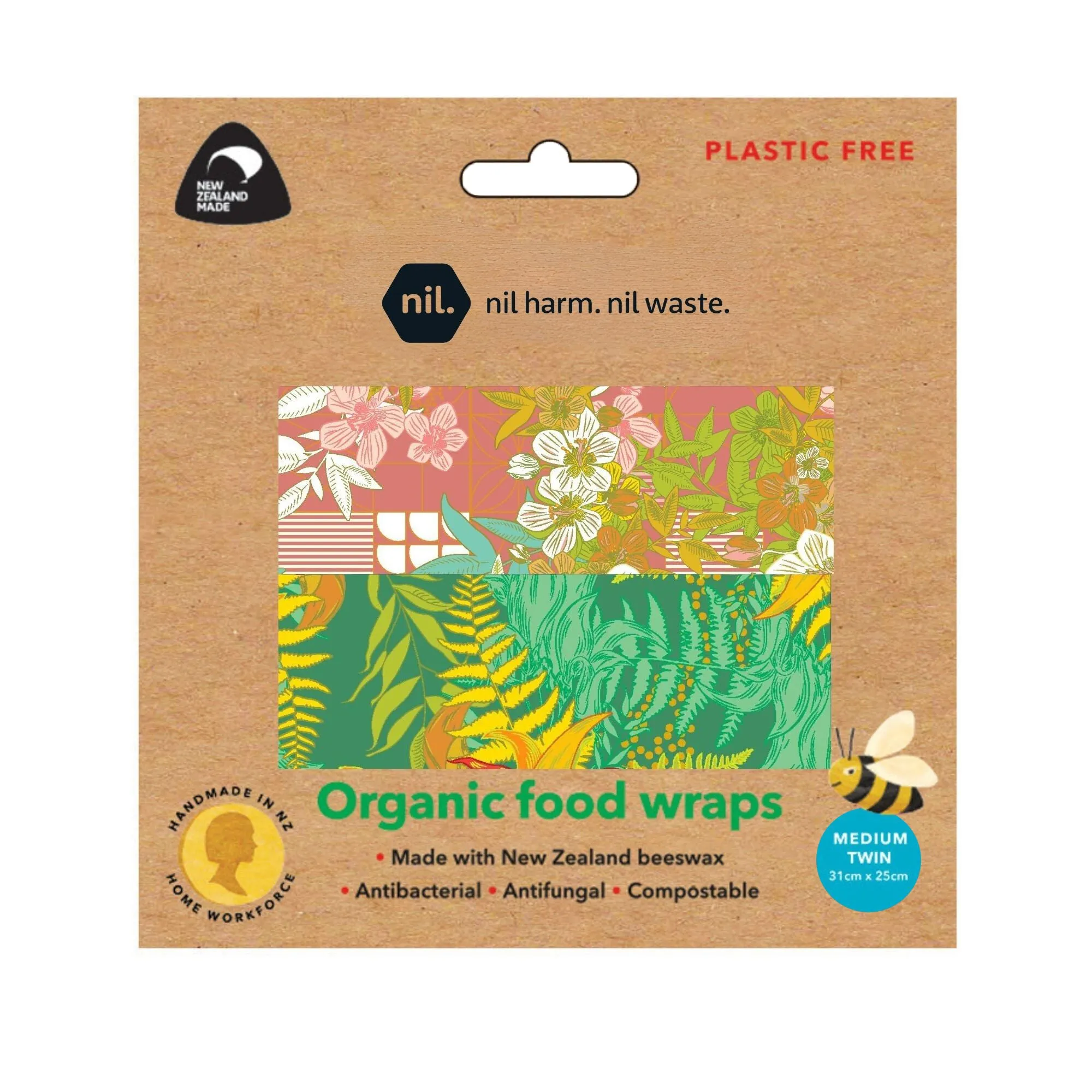 beeswax food wrap - green forest