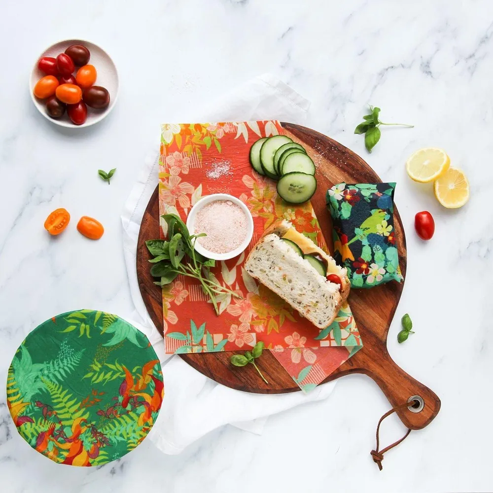 beeswax food wrap - green forest