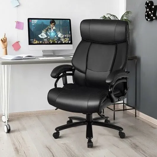 Big & Tall 400lb PU Leather Massage Office Chair-Black - Color: Black