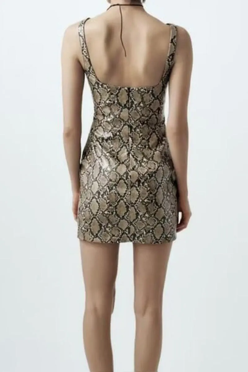 BK0676 Vegan Leather Mini Dress