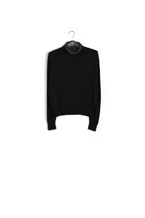 Black and off-white ruffle sleeved midi dress
