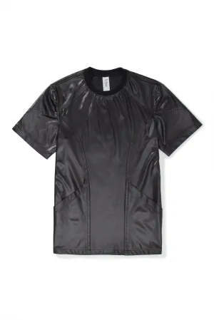 Black Illusion Leather Moto Shirt