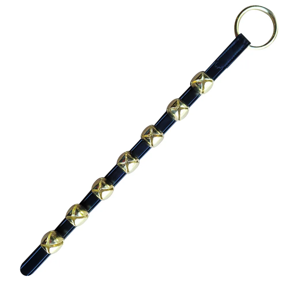 Black Leather Hanging Brass Bells