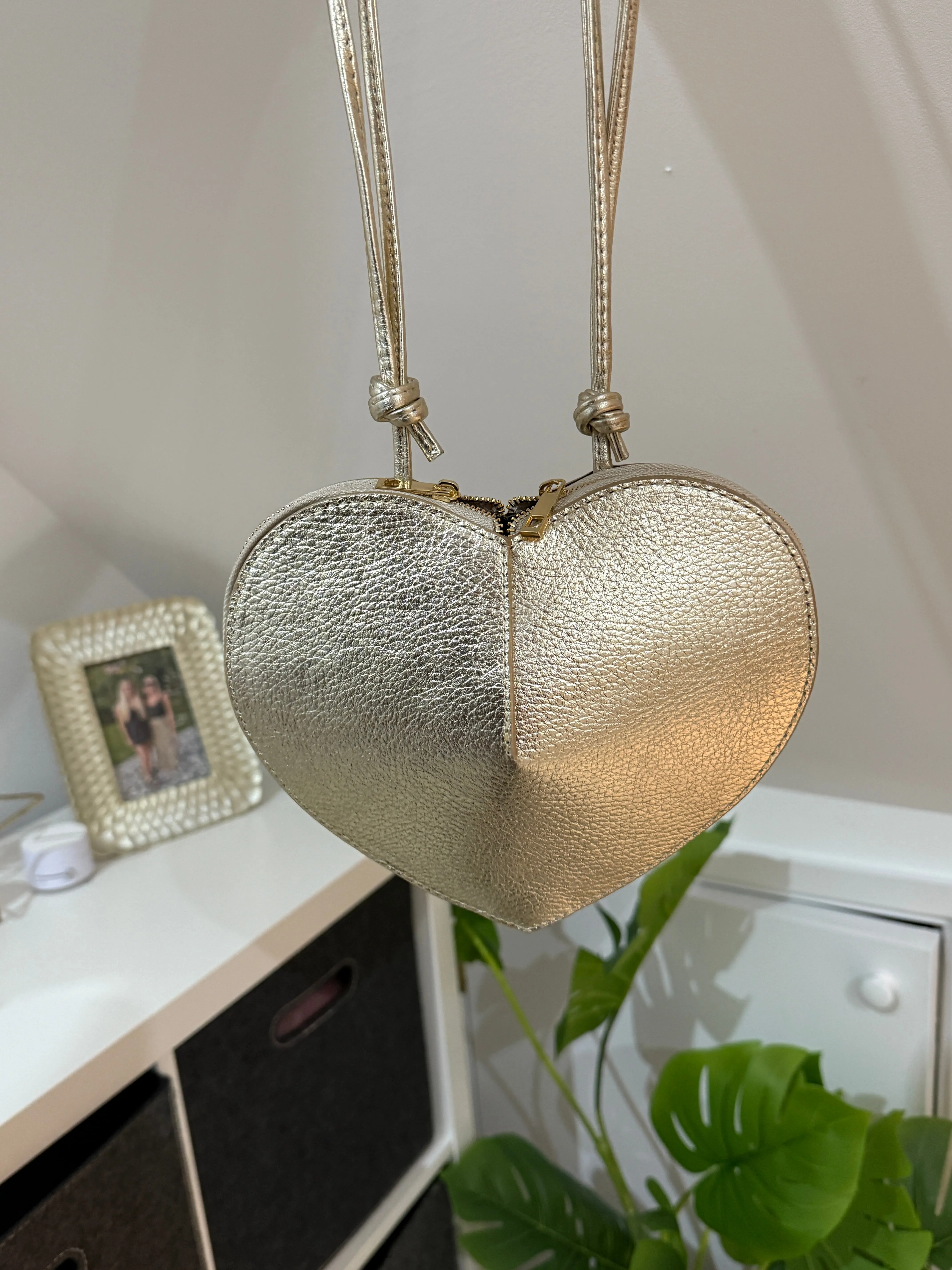 Black Leather Heart Bag