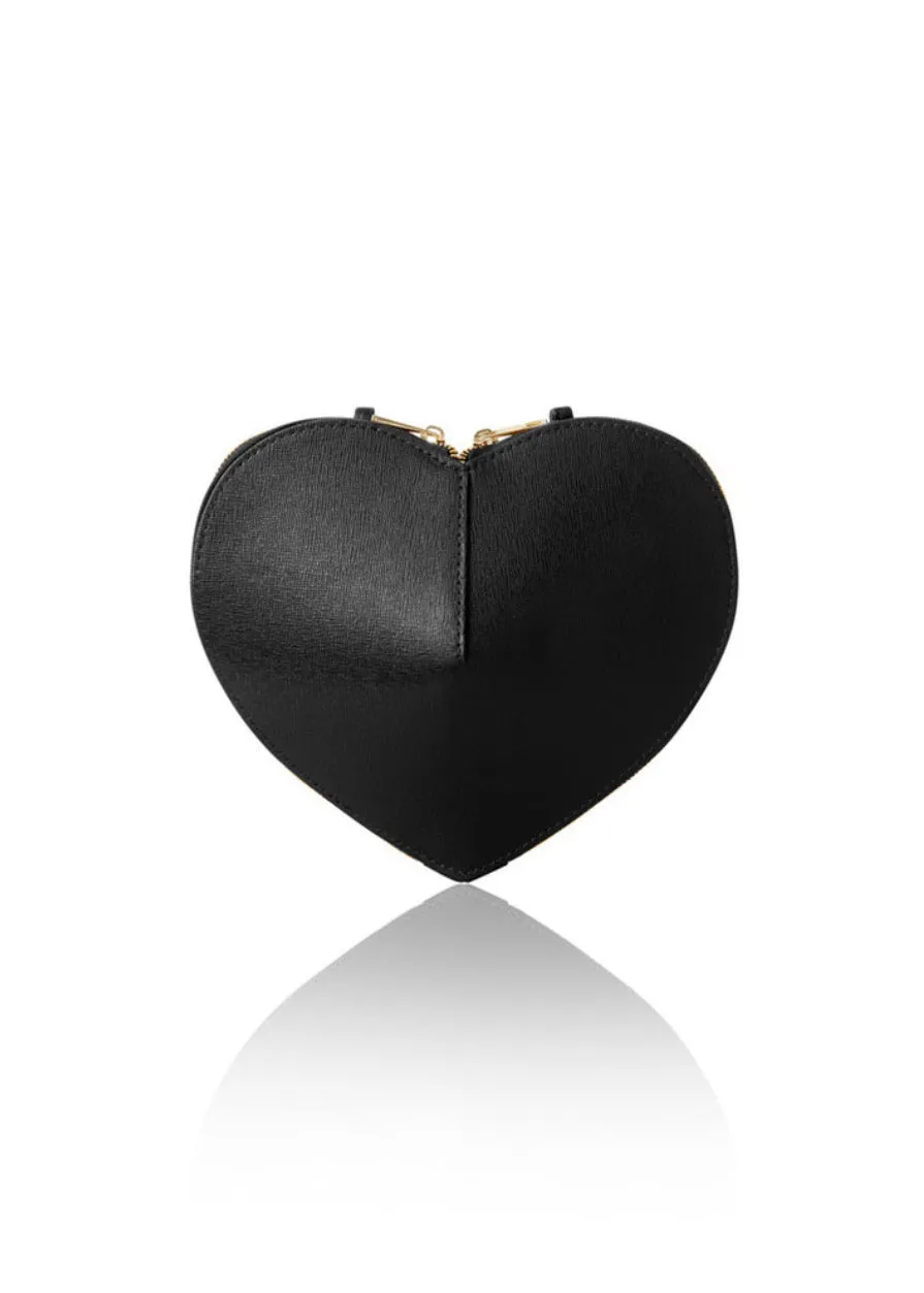 Black Leather Heart Bag