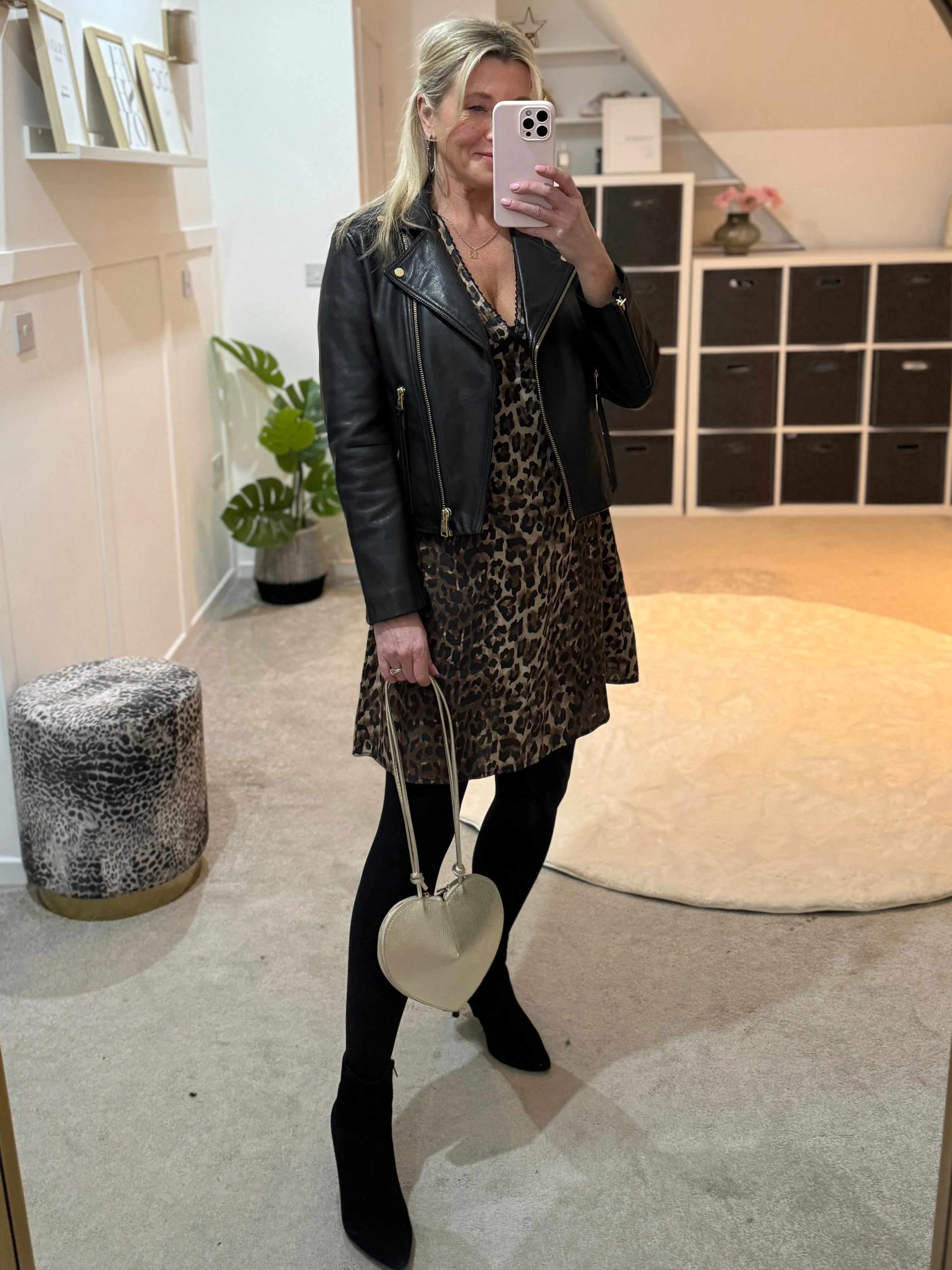 Black Leather Heart Bag