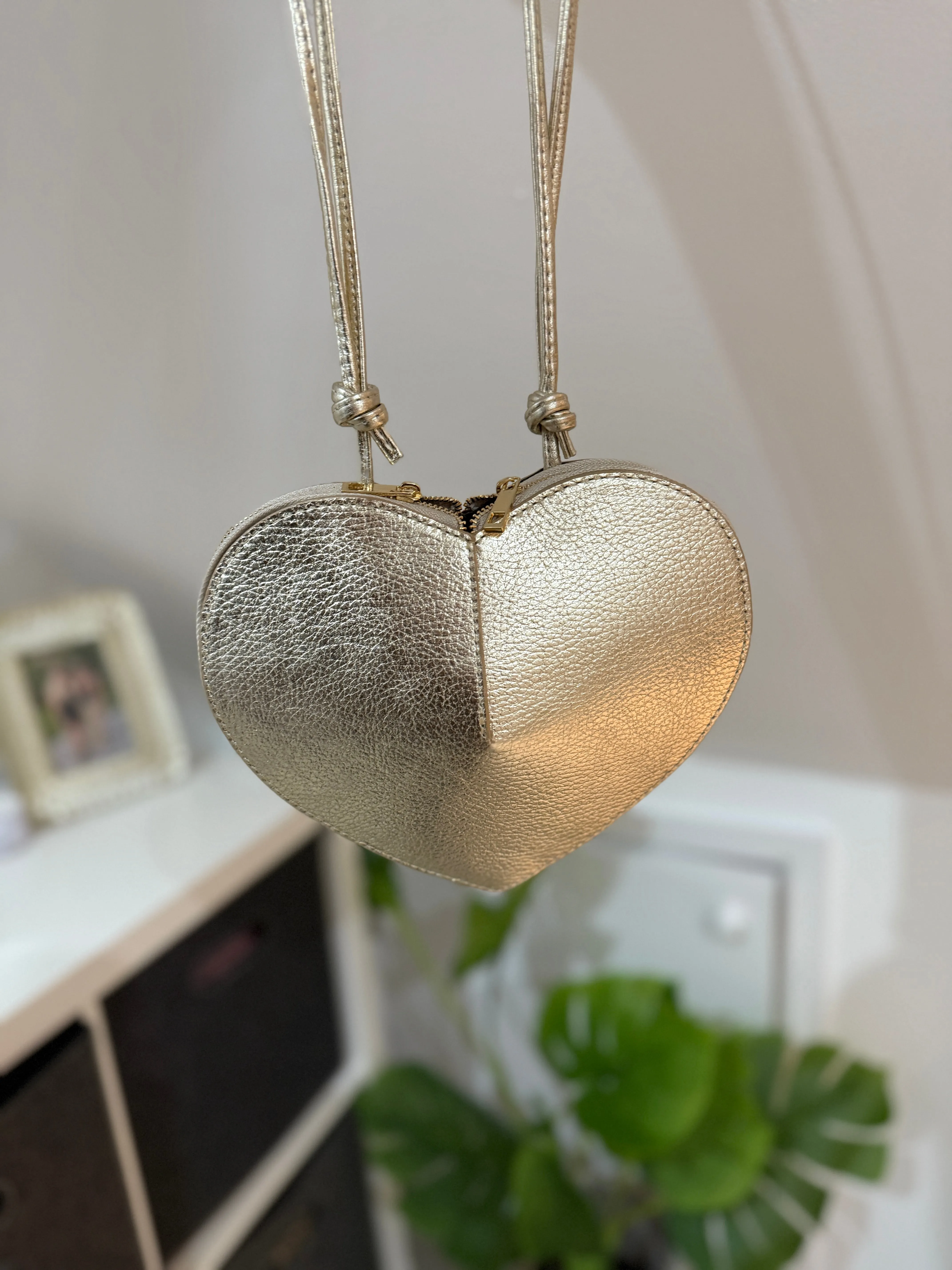 Black Leather Heart Bag