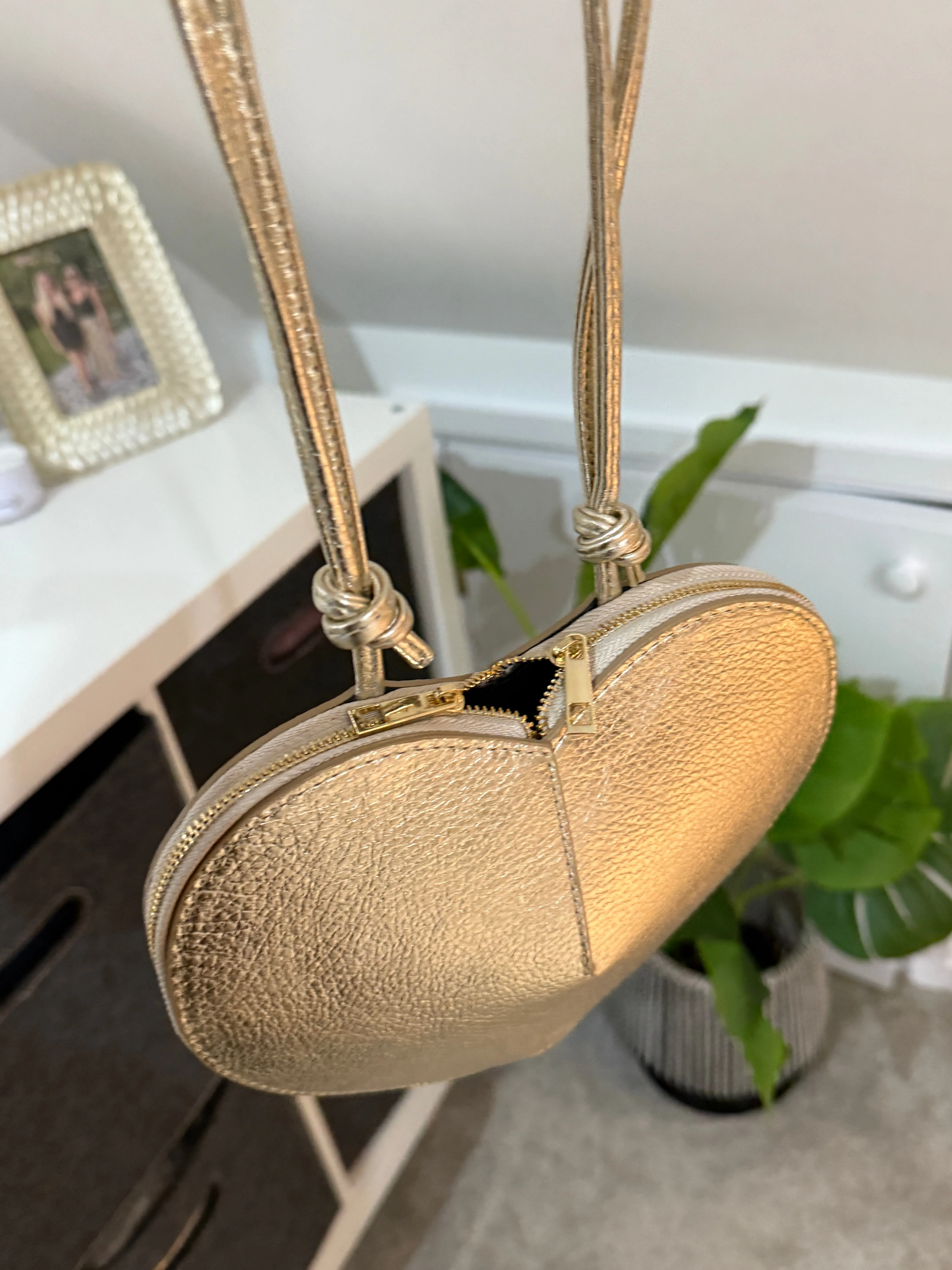 Black Leather Heart Bag