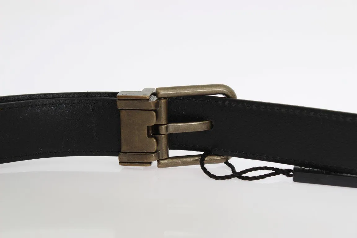 Black Leather Logo Belt