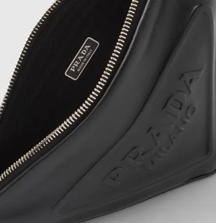 Black Prada Triangle Leather Embossed Logo Mini-bag BNIB
