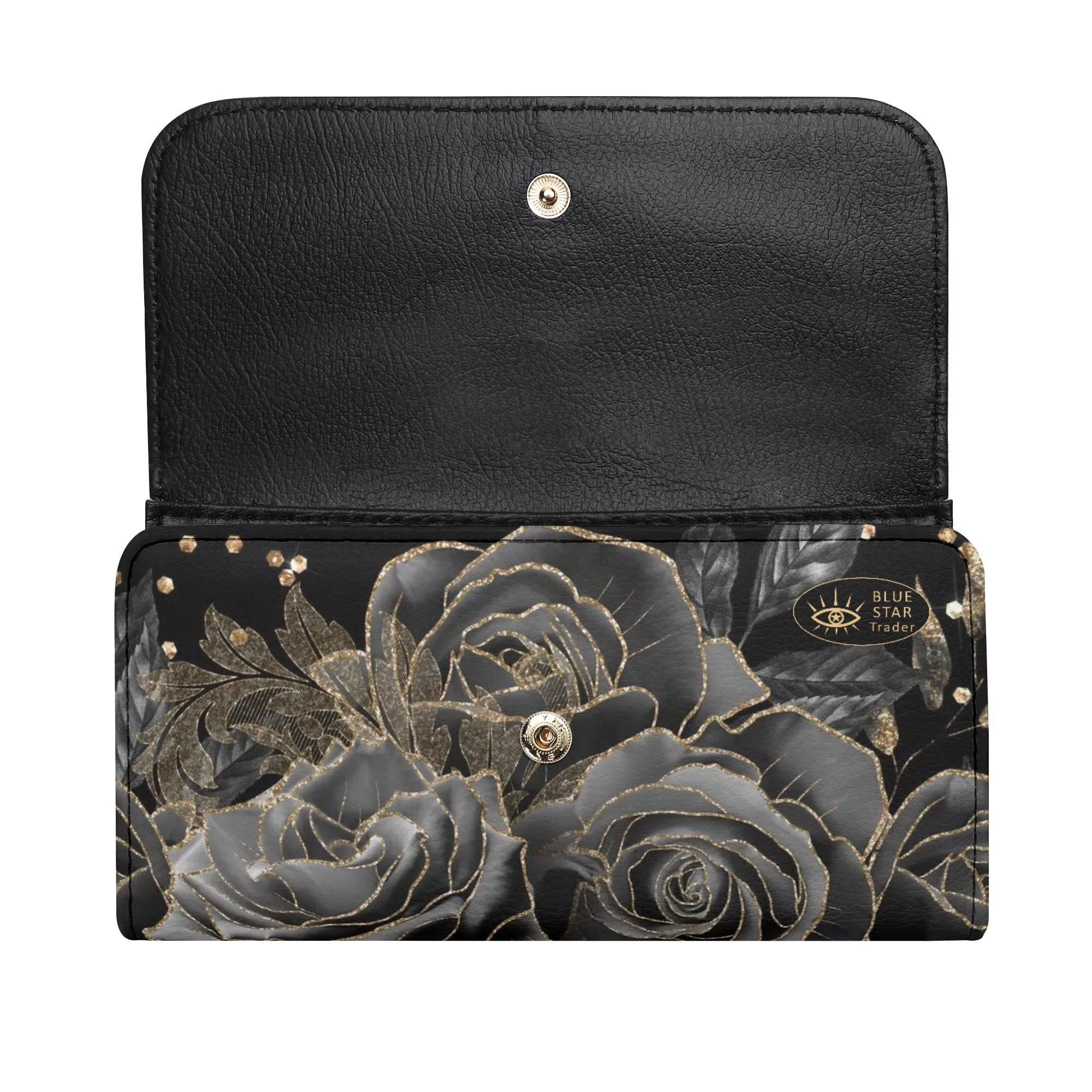 Black Roses Goth Vegan Trifold Clutch Wallet