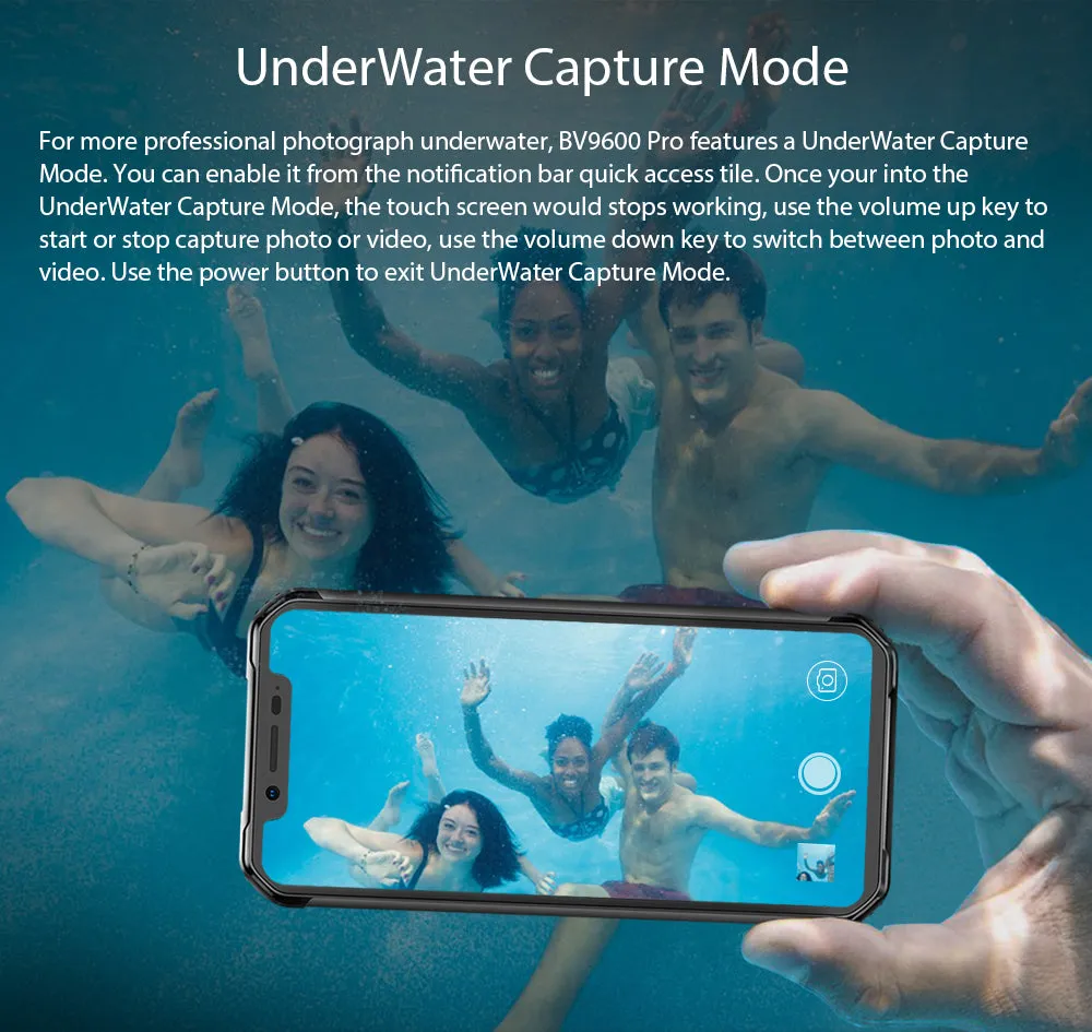 Blackview BV9600 Pro IP68 Waterproof Mobile Phone Helio P60 6GB   128GB 19:9 6.21"" FHD AMOLED NFC Android 8.1 5580mAh Black
