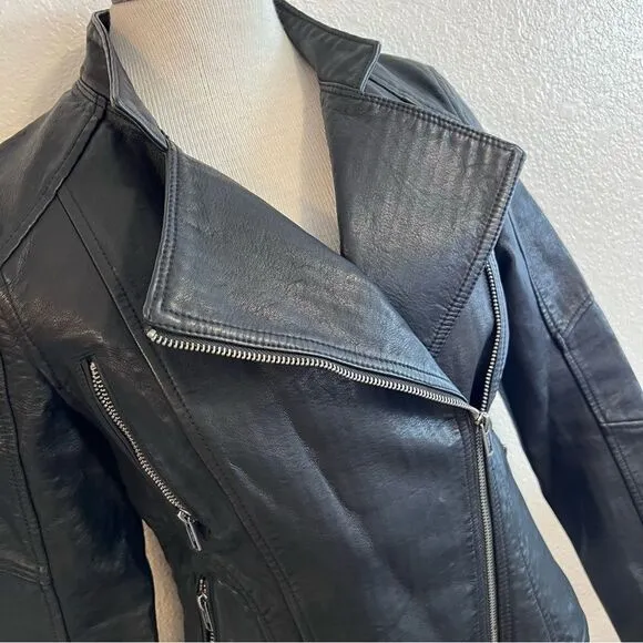 Blank NYC faux leather black Moto biker jacket size XS