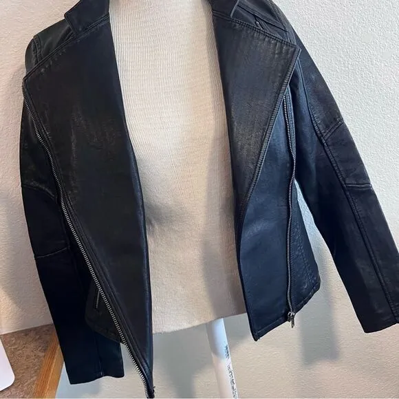 Blank NYC faux leather black Moto biker jacket size XS