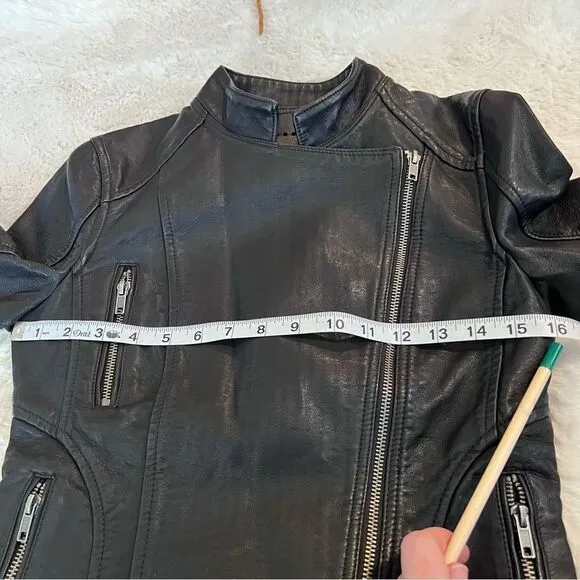 Blank NYC faux leather black Moto biker jacket size XS
