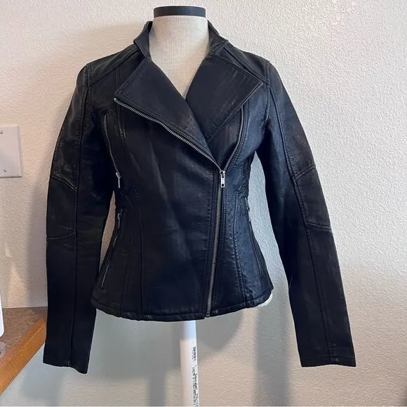 Blank NYC faux leather black Moto biker jacket size XS