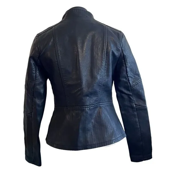 Blank NYC faux leather black Moto biker jacket size XS