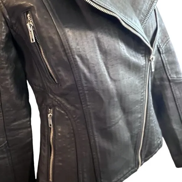 Blank NYC faux leather black Moto biker jacket size XS
