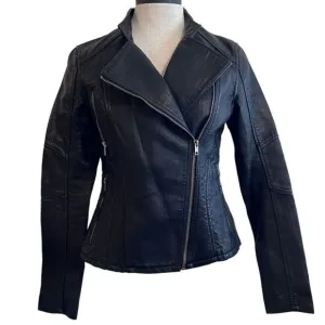 Blank NYC faux leather black Moto biker jacket size XS