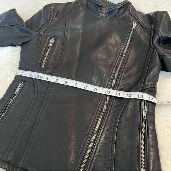 Blank NYC faux leather black Moto biker jacket size XS