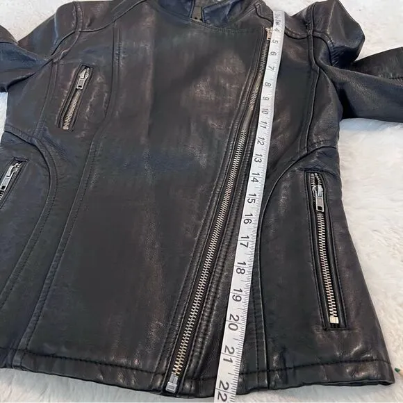 Blank NYC faux leather black Moto biker jacket size XS