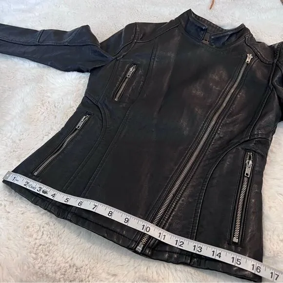Blank NYC faux leather black Moto biker jacket size XS