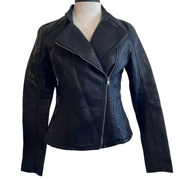 Blank NYC faux leather black Moto biker jacket size XS