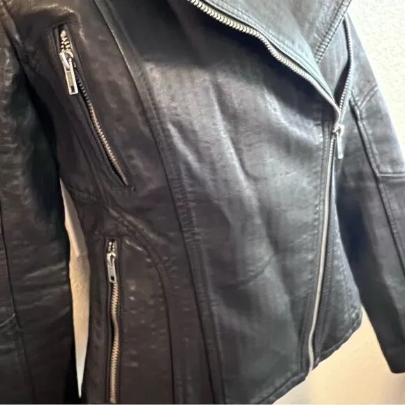 Blank NYC faux leather black Moto biker jacket size XS