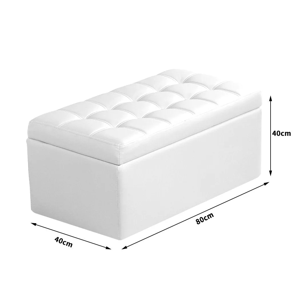 Blanket Box Storage Ottoman PU Leather Fabric Chest Toy Clothes Foot Stool Bed