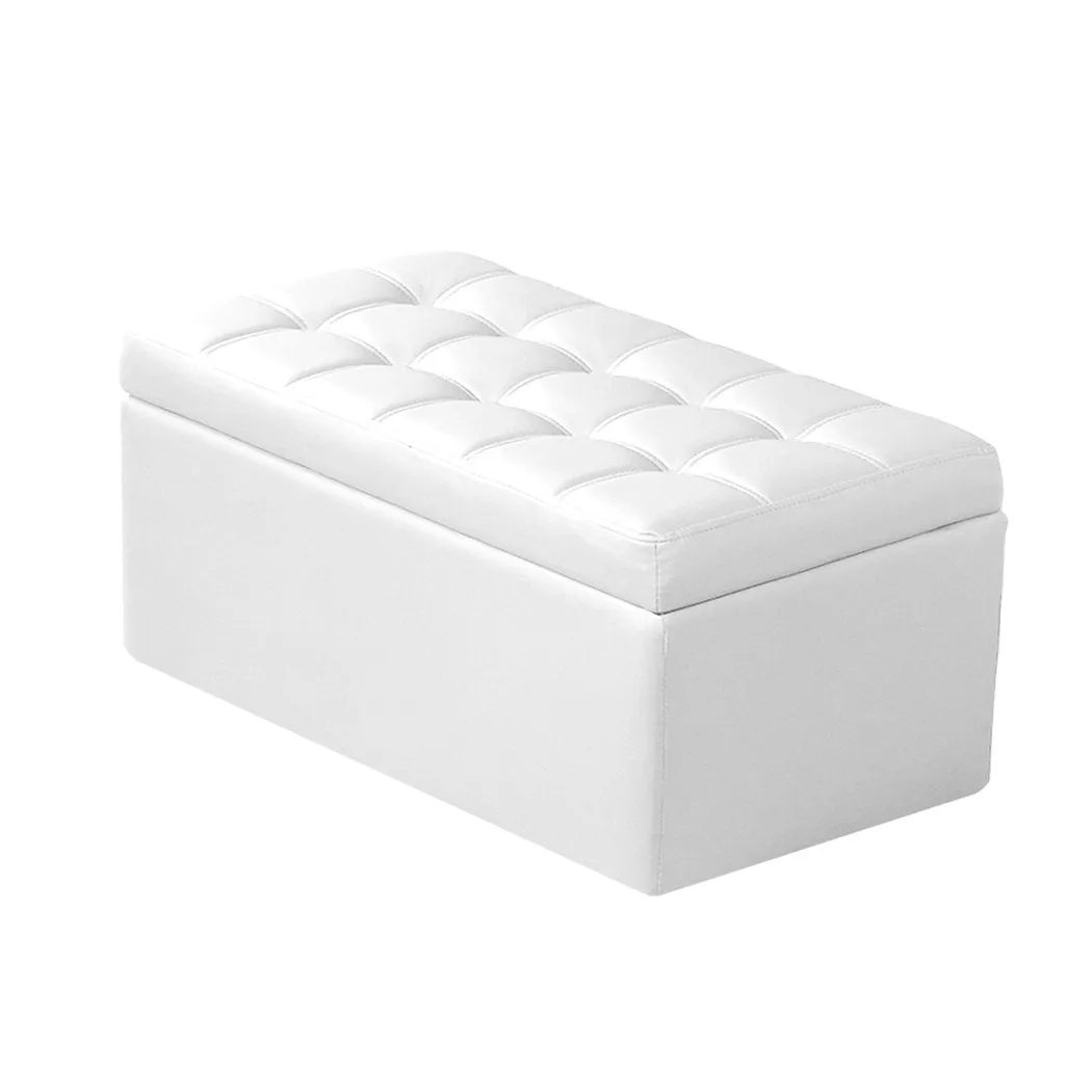 Blanket Box Storage Ottoman PU Leather Fabric Chest Toy Clothes Foot Stool Bed
