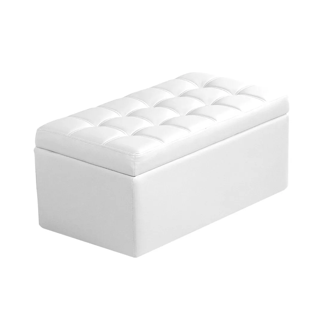 Blanket Box Storage Ottoman PU Leather Fabric Chest Toy Clothes Foot Stool Bed