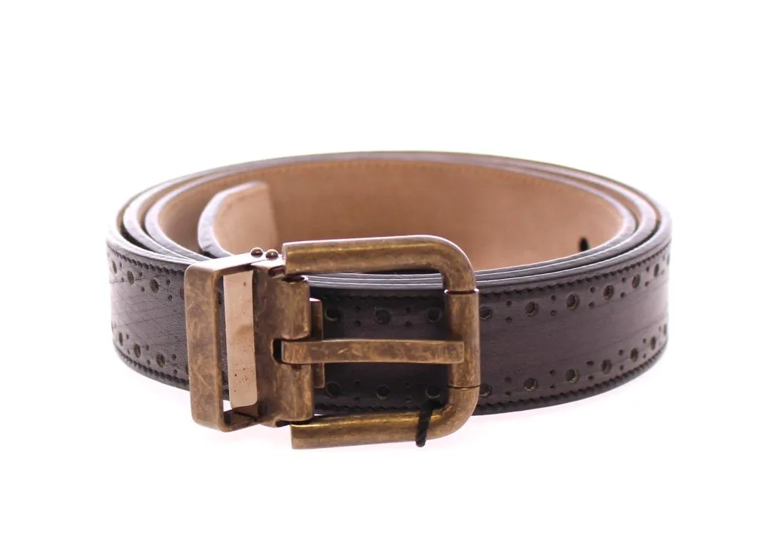 Blue Leather Logo Belt