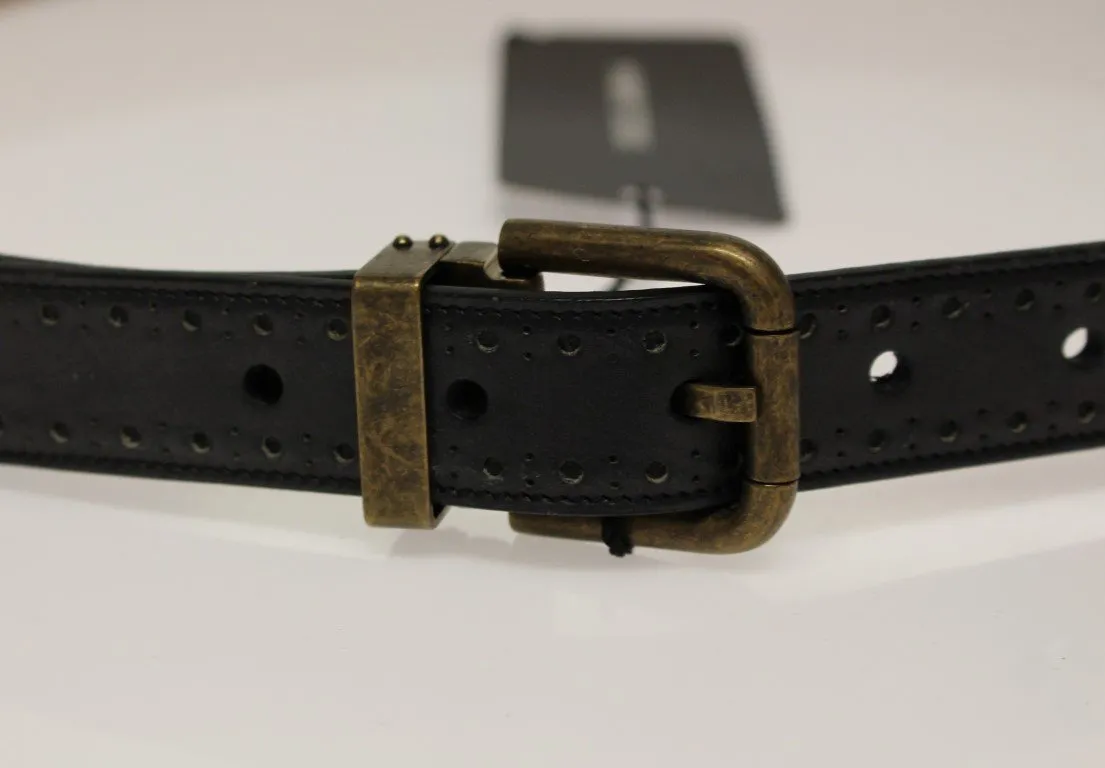 Blue Leather Logo Belt
