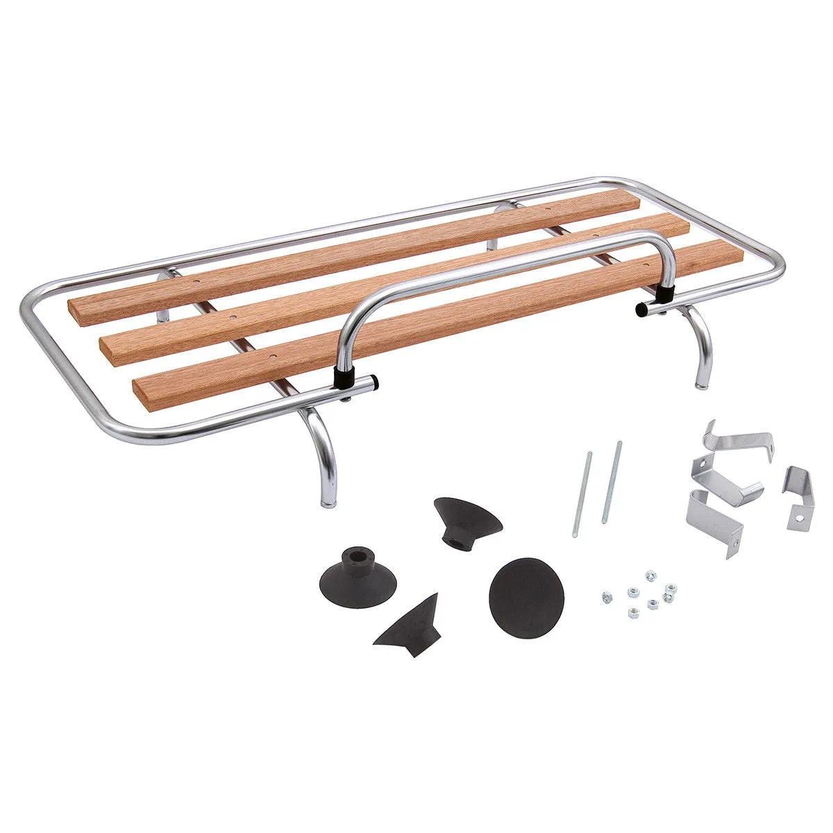 BOOT RACK, CLIP-ON, 90 x 34CM, STAINLESS STEEL/WOOD SLATS