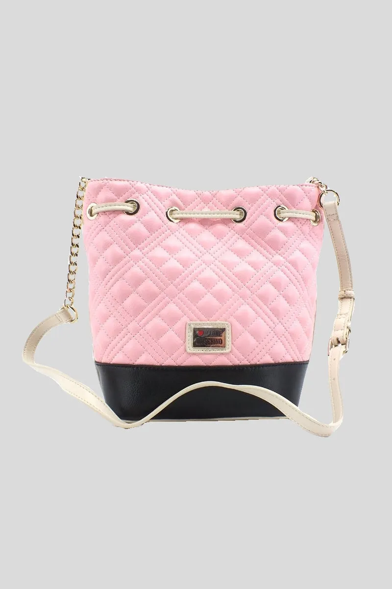 Borsa Pu Avorio   Quilt. Rosa   Pu Nero
