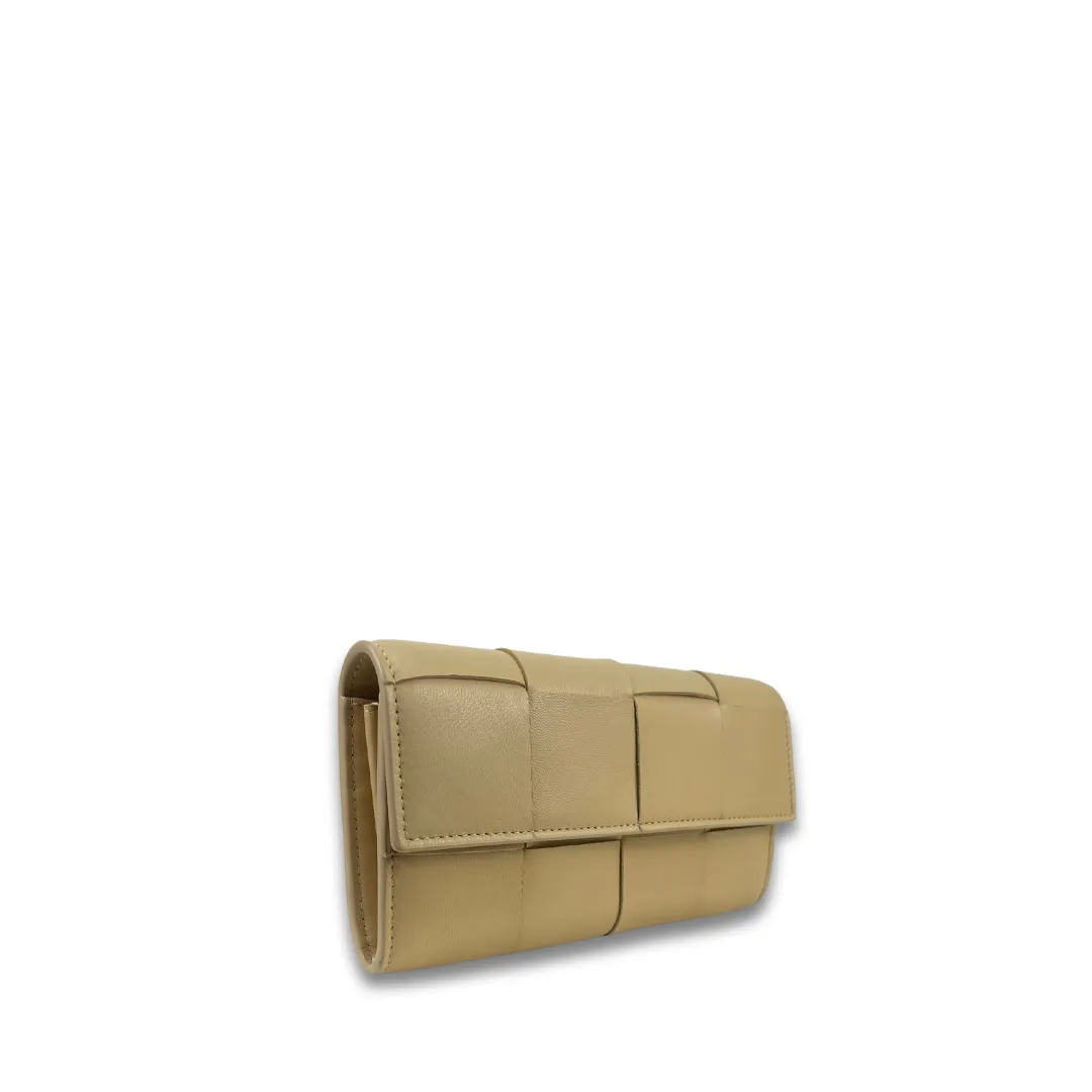 Bottega Veneta Beige Cassette Flap Wallet
