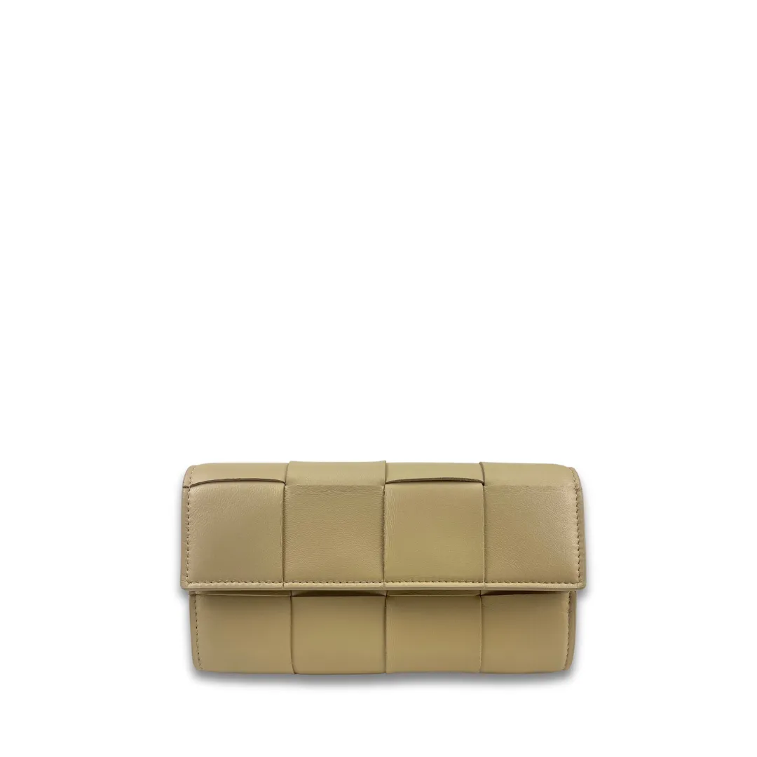 Bottega Veneta Beige Cassette Flap Wallet