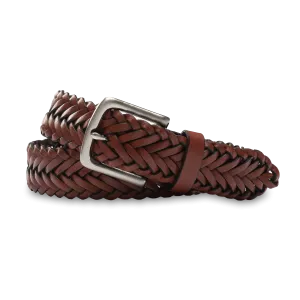 Braided Leather Belt - Brown with Nickel